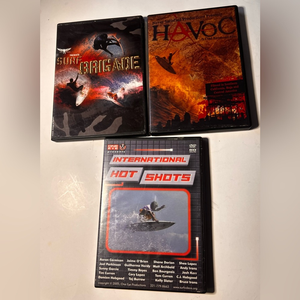 Surfing DVD Bundle lot (3) Havoc, International Hot Shot, Surf Brigade